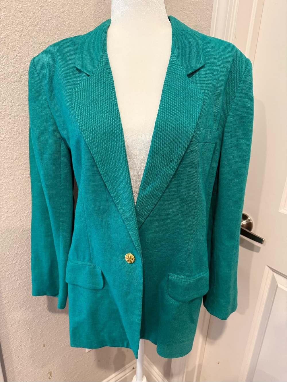Chaus Teal Green Single-Button Blazer Sz 10 Women’s Linen